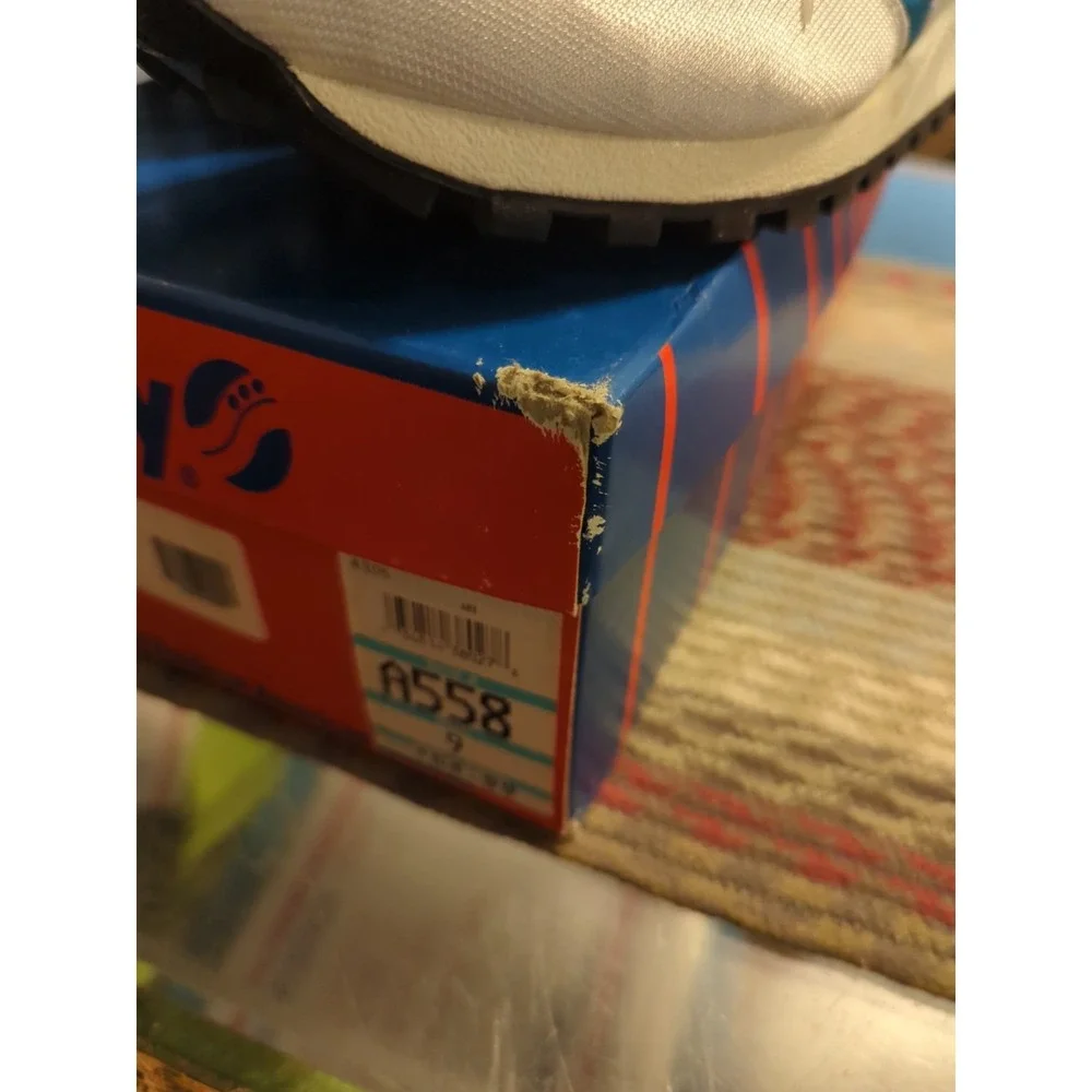 Vintage SAUCONY Jazz 4000‎ Shoes White Blue Sz 9 w/ OG Box Made In USA Deadstock